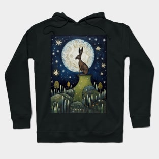 Moonlit Reverie: The Hare's Serenity Hoodie